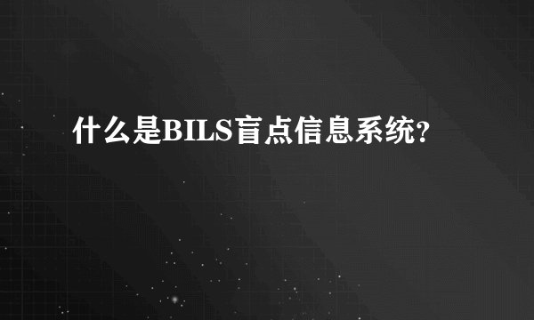 什么是BILS盲点信息系统？