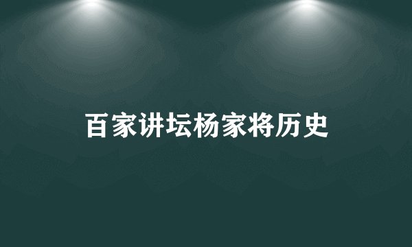 百家讲坛杨家将历史