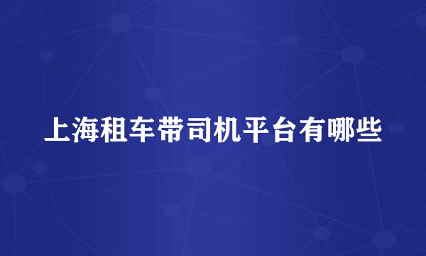 上海租车带司机平台有哪些