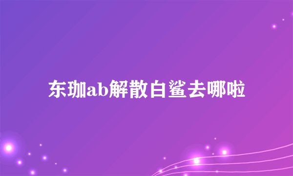 东珈ab解散白鲨去哪啦
