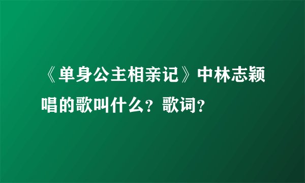《单身公主相亲记》中林志颖唱的歌叫什么？歌词？