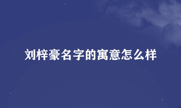 刘梓豪名字的寓意怎么样