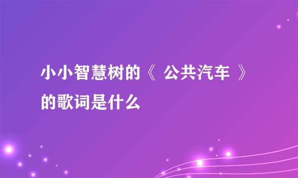 小小智慧树的《 公共汽车 》的歌词是什么