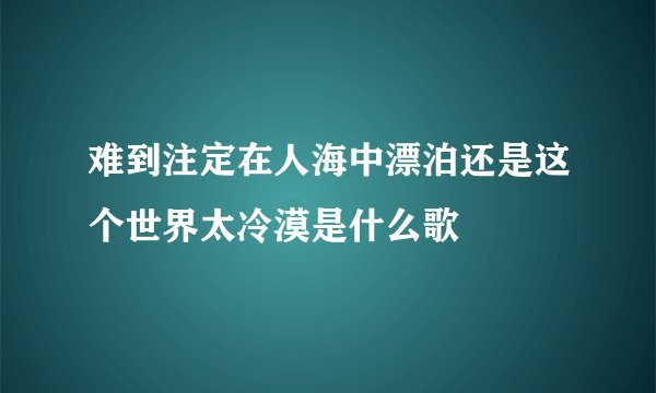 难到注定在人海中漂泊还是这个世界太冷漠是什么歌