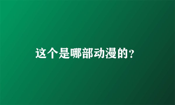 这个是哪部动漫的？