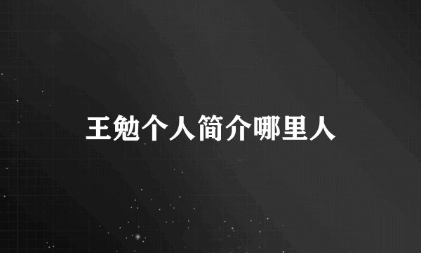 王勉个人简介哪里人