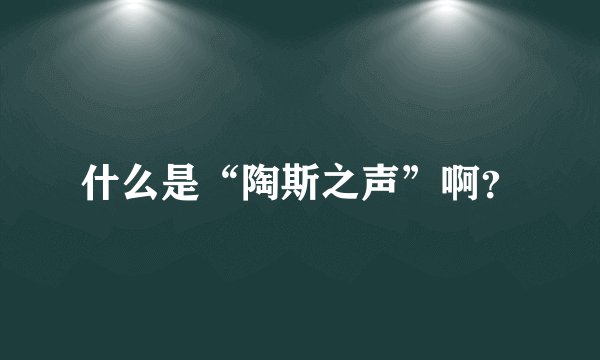 什么是“陶斯之声”啊？