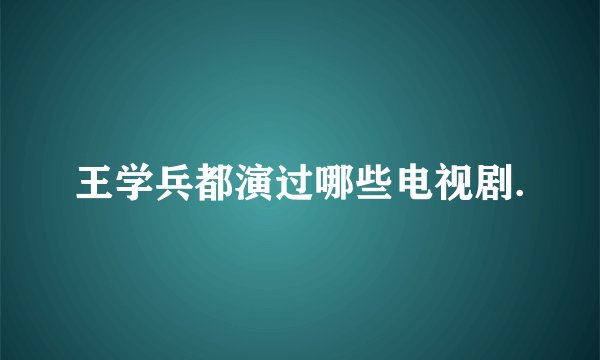 王学兵都演过哪些电视剧.