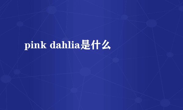 pink dahlia是什么