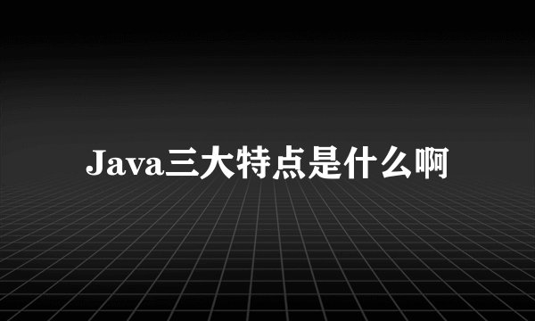 Java三大特点是什么啊