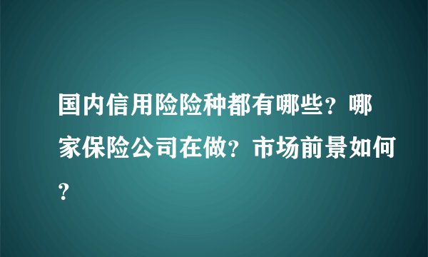 国内信用险险种都有哪些？哪家保险公司在做？市场前景如何？