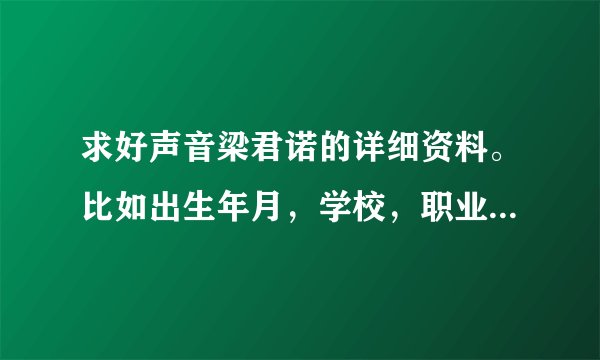 求好声音梁君诺的详细资料。比如出生年月，学校，职业，身高之类的？之前参加过什么选秀