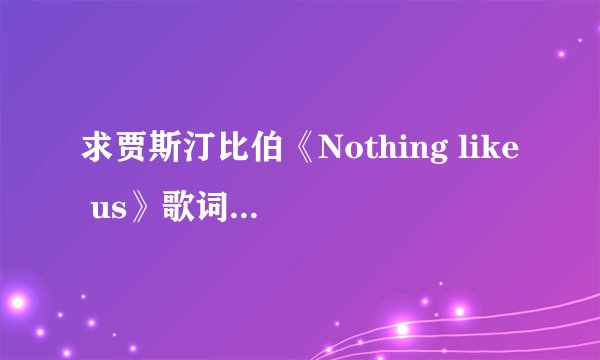 求贾斯汀比伯《Nothing like us》歌词+中文翻译。