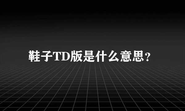 鞋子TD版是什么意思？