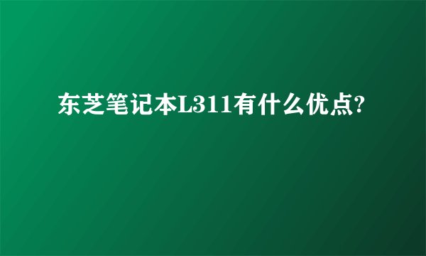东芝笔记本L311有什么优点?