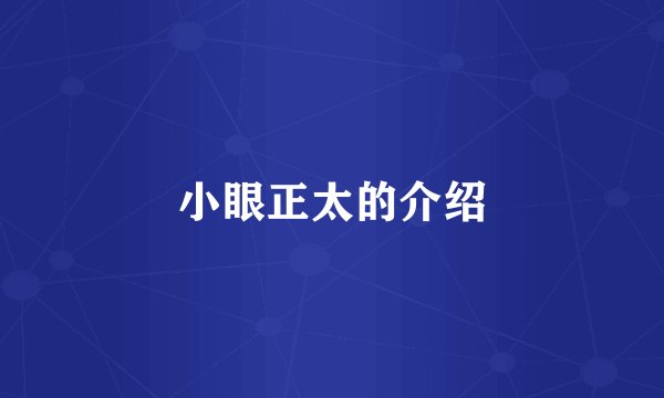 小眼正太的介绍