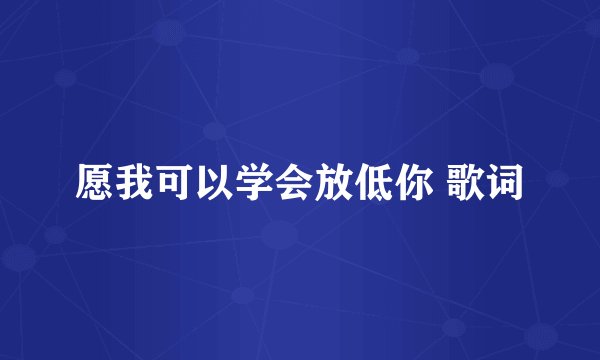 愿我可以学会放低你 歌词