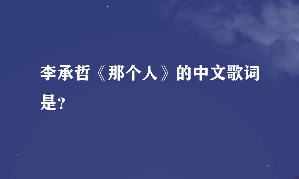 李承哲《那个人》的中文歌词是？