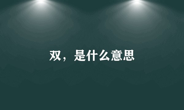 双，是什么意思