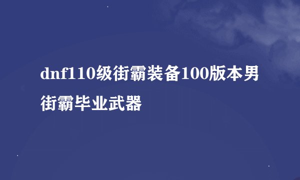 dnf110级街霸装备100版本男街霸毕业武器