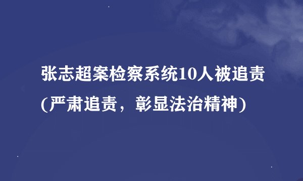 张志超案检察系统10人被追责(严肃追责，彰显法治精神)