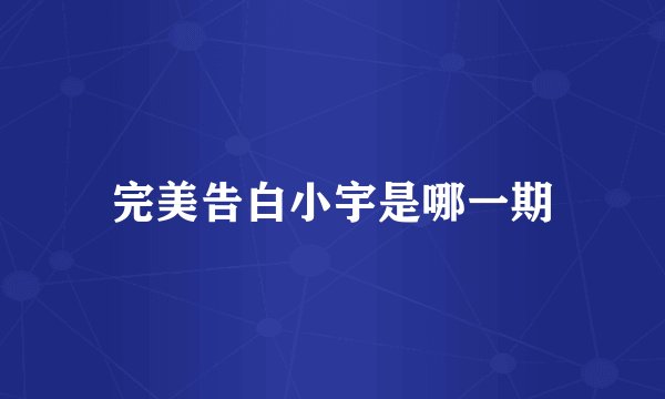 完美告白小宇是哪一期