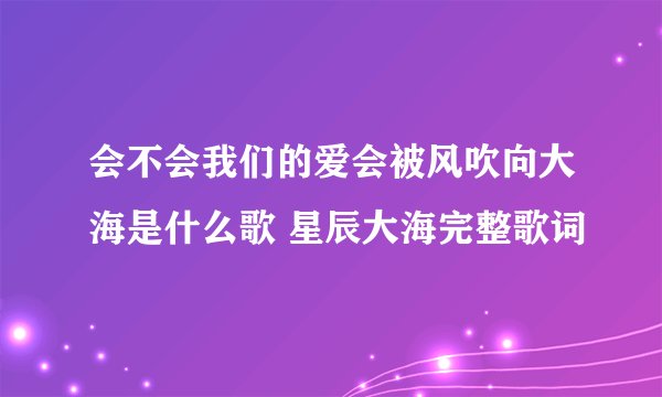 会不会我们的爱会被风吹向大海是什么歌 星辰大海完整歌词