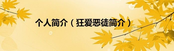 个人简介狂爱恶徒简介
