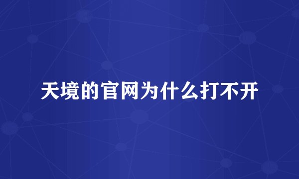 天境的官网为什么打不开