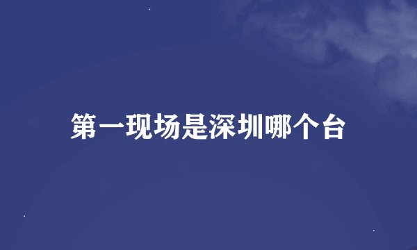 第一现场是深圳哪个台