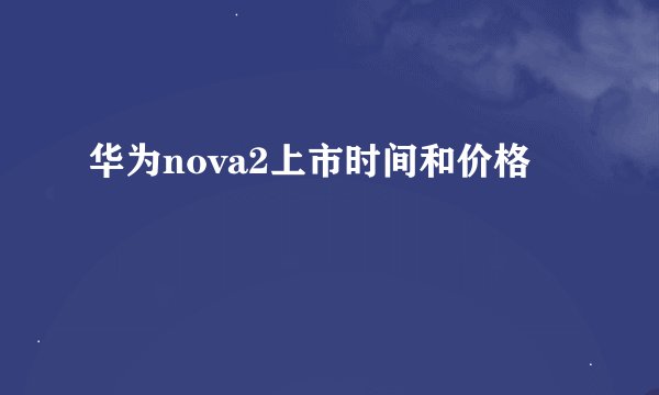 华为nova2上市时间和价格