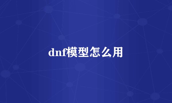 dnf模型怎么用