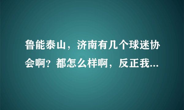 鲁能泰山，济南有几个球迷协会啊？都怎么样啊，反正我知道高校最牛b。