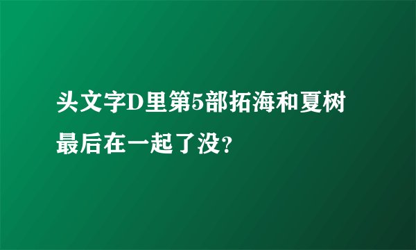 头文字D里第5部拓海和夏树最后在一起了没？
