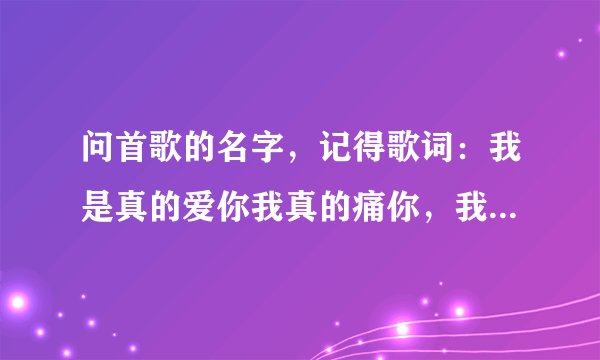 问首歌的名字，记得歌词：我是真的爱你我真的痛你，我不能没有你。是什么歌的