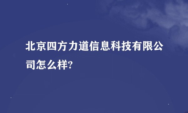 北京四方力道信息科技有限公司怎么样?