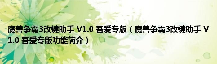 魔兽争霸3改键助手V10吾爱专版魔兽争霸3改键助手V10吾爱专版功能简介