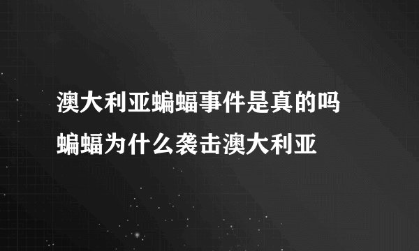 澳大利亚蝙蝠事件是真的吗 蝙蝠为什么袭击澳大利亚
