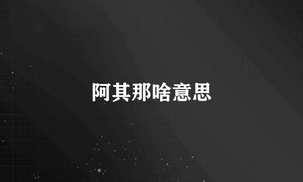 阿其那啥意思