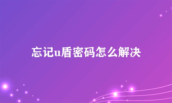 忘记u盾密码怎么解决