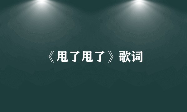 《甩了甩了》歌词