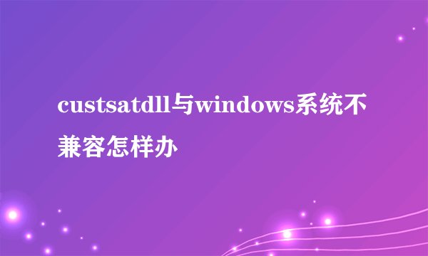 custsatdll与windows系统不兼容怎样办