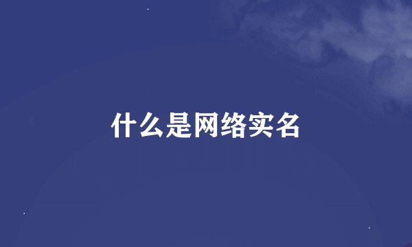 什么是网络实名