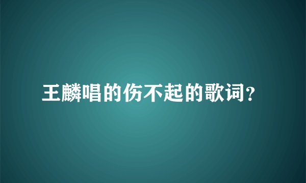 王麟唱的伤不起的歌词？