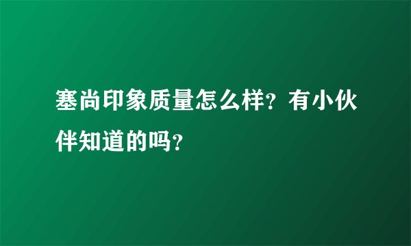 塞尚印象质量怎么样？有小伙伴知道的吗？