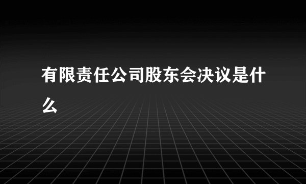 有限责任公司股东会决议是什么