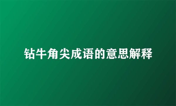 钻牛角尖成语的意思解释