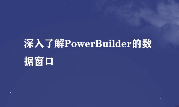 深入了解PowerBuilder的数据窗口