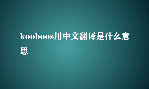 kooboos用中文翻译是什么意思