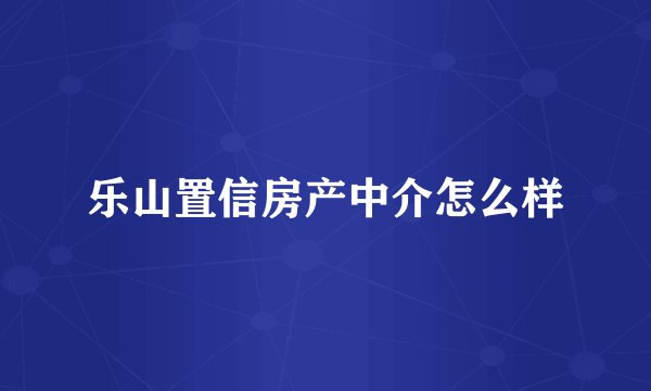 乐山置信房产中介怎么样